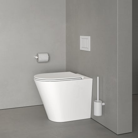 Faro Polished White Back To Wall Rimless Toilet with Concealed Cistern and Matt White Flush Plate