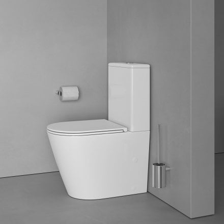 Faro Polished White Close Coupled Toilet with Chrome Push Button Flush