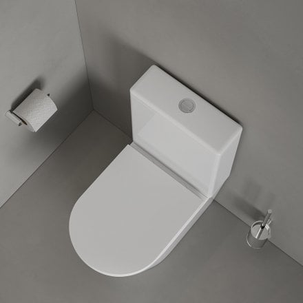 Faro Polished White Close Coupled Toilet with Chrome Push Button Flush