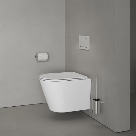 Faro Polished White Wall Hung Rimless Toilet with Concealed Frame Cistern and Chrome Flush Plate