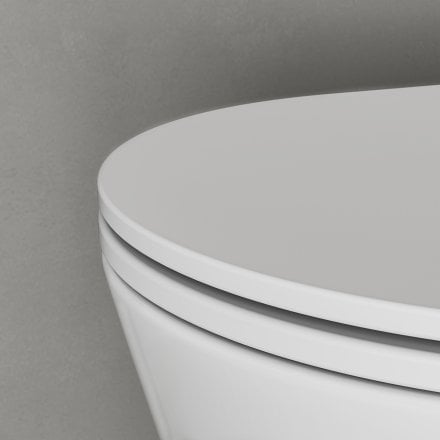 Faro Polished White Wall Hung Rimless Toilet with Concealed Frame Cistern and Matt Black Flush Plate