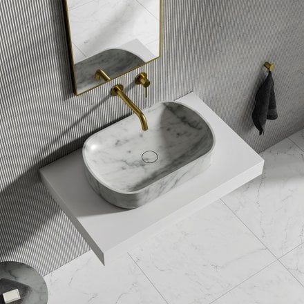 Fiore Carrara Marble Countertop Basin 550mm