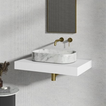 Fiore Carrara Marble Countertop Basin 550mm