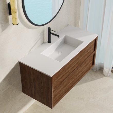 Florence 1000mm Walnut Vanity Unit With Stone Basin