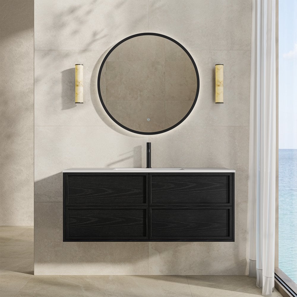 Florence 1200mm Matt Black Vanity Unit With Stone Basin