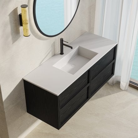Florence 1200mm Matt Black Vanity Unit With Stone Basin