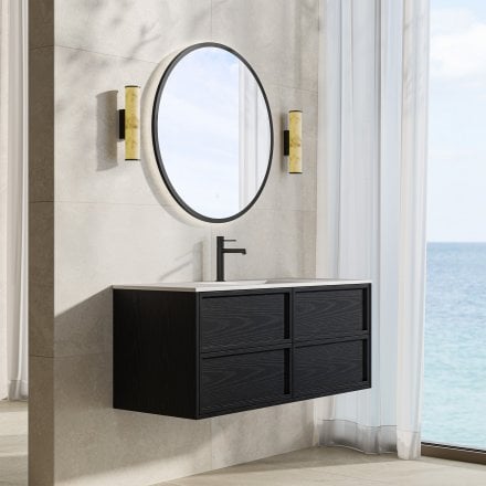 Florence 1200mm Matt Black Vanity Unit With Stone Basin