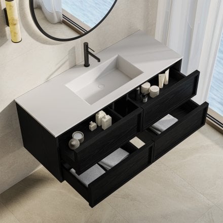 Florence 1200mm Matt Black Vanity Unit With Stone Basin