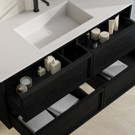 Florence 1200mm Matt Black Vanity Unit With Stone Basin