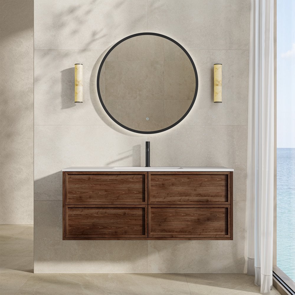 Florence 1200mm Walnut Vanity Unit With Stone Basin