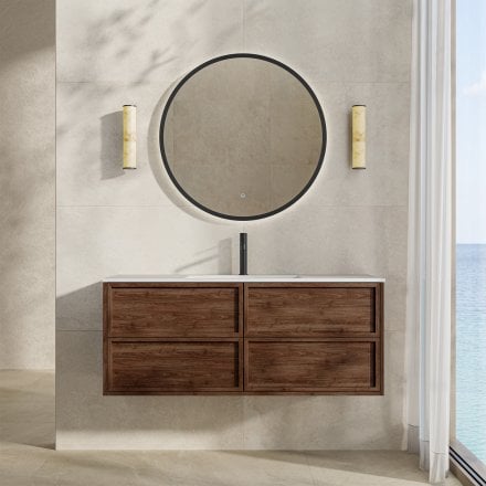 Florence 1200mm Walnut Vanity Unit With Stone Basin
