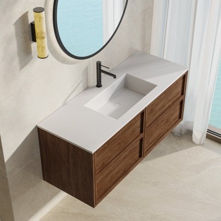 Florence 1200mm Walnut Vanity Unit With Stone Basin
