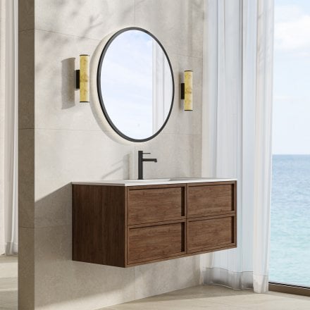 Florence 1200mm Walnut Vanity Unit With Stone Basin