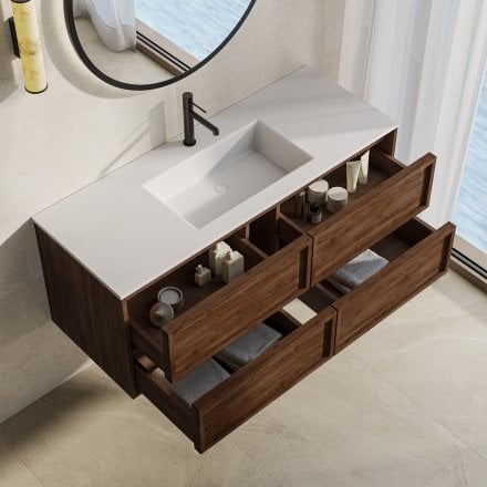 Florence 1200mm Walnut Vanity Unit With Stone Basin