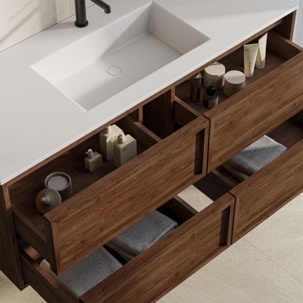 Florence 1200mm Walnut Vanity Unit With Stone Basin