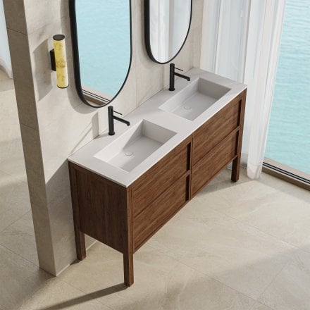 Florence 1400mm Walnut Vanity Unit With Stone Basin