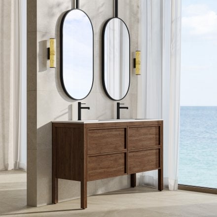 Florence 1400mm Walnut Vanity Unit With Stone Basin