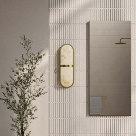 Fresca Alabaster Flush Brushed Gold Wall Sconce 420mm