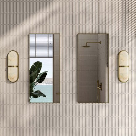 Fresca Alabaster Flush Brushed Gold Wall Sconce 420mm