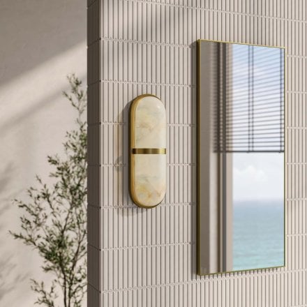 Fresca Alabaster Flush Brushed Gold Wall Sconce 420mm