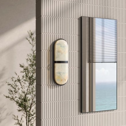 Fresca Alabaster Flush Matt Black Wall Sconce 420mm