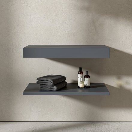 Graphite Stone Resin Wall Hung Countertop Basin Shelf