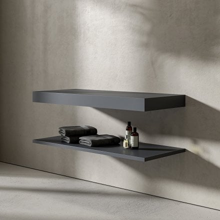 Graphite Stone Resin Wall Hung Countertop Basin Shelf