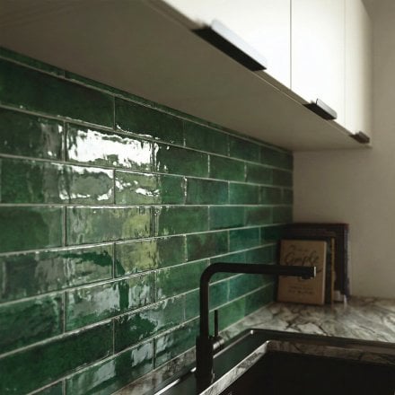 Green Gloss - Aura Smooth Ceramic Wall Tile 75 x 300mm