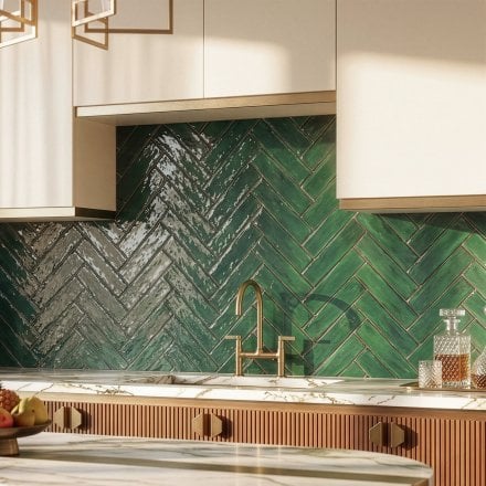 Green Gloss - Aura Smooth Ceramic Wall Tile 75 x 300mm