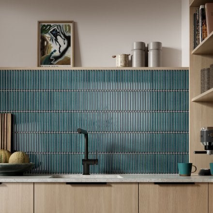 Green Gloss - Linear Smooth Mosaic Porcelain Wall Tile 315 x 296mm