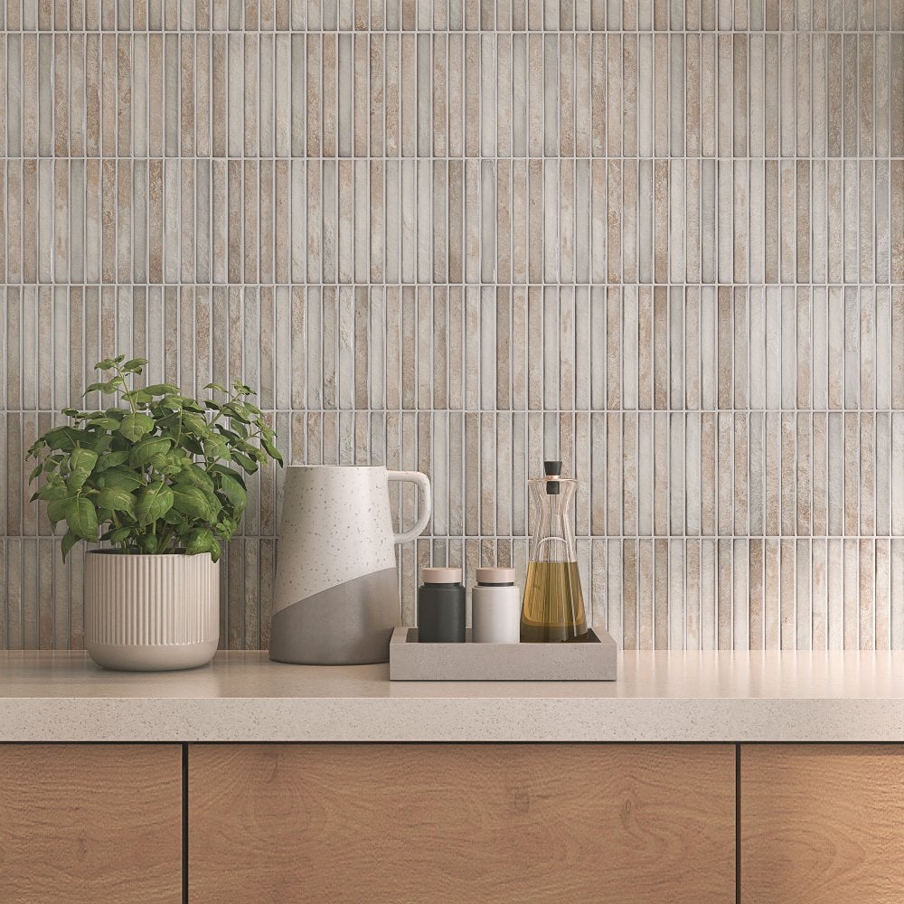 Grey Gloss - Elara Smooth Linear Ceramic Wall Tile 350 x 350mm