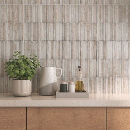 Grey Gloss - Elara Smooth Linear Ceramic Wall Tile 350 x 350mm