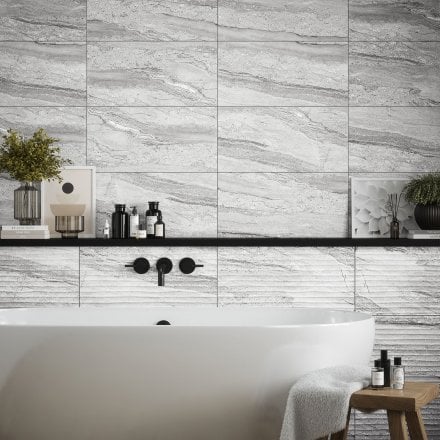 Grey Matt - Arden Textured Ceramic Wall Tile 300 x 600mm