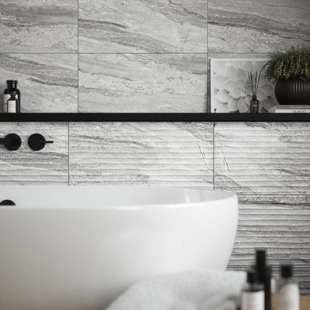 Grey Matt - Arden Textured Ceramic Wall Tile 300 x 600mm