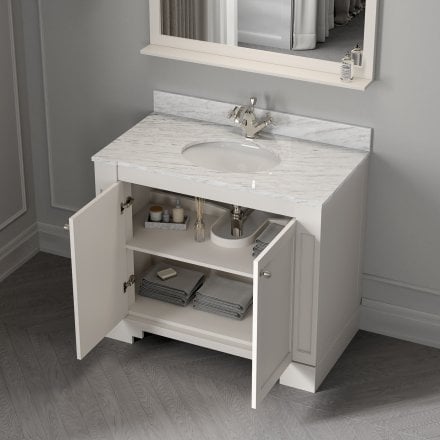 Grosvenor Matt Cream Carrara Marble Vanity Unit 1000mm