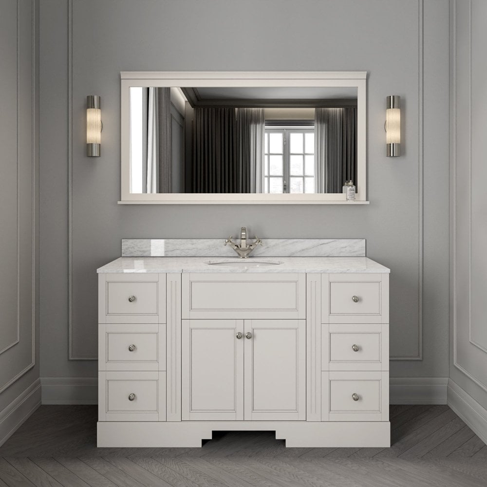 Grosvenor Matt Cream Carrara Marble Vanity Unit 1400mm