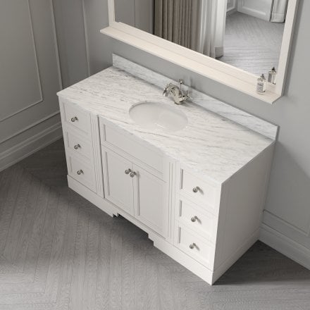 Grosvenor Matt Cream Carrara Marble Vanity Unit 1400mm