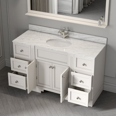 Grosvenor Matt Cream Carrara Marble Vanity Unit 1400mm