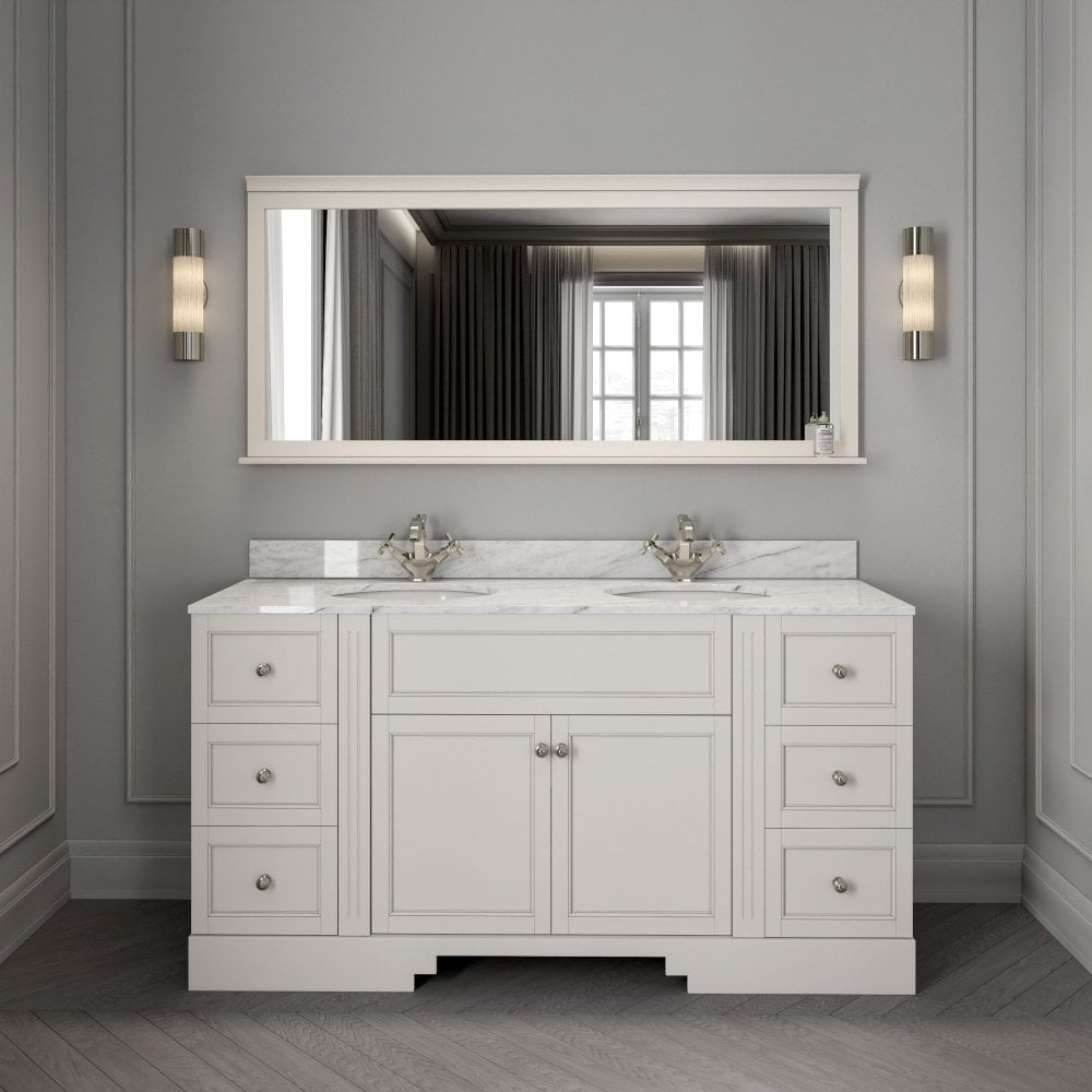 Grosvenor Matt Cream Carrara Marble Vanity Unit 1600mm