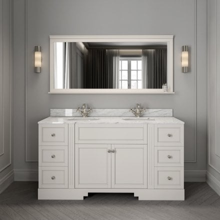 Grosvenor Matt Cream Carrara Marble Vanity Unit 1600mm
