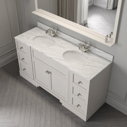 Grosvenor Matt Cream Carrara Marble Vanity Unit 1600mm