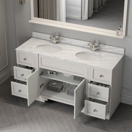 Grosvenor Matt Cream Carrara Marble Vanity Unit 1600mm