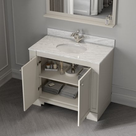 Grosvenor Matt Stone Carrara Marble Vanity Unit 1000mm