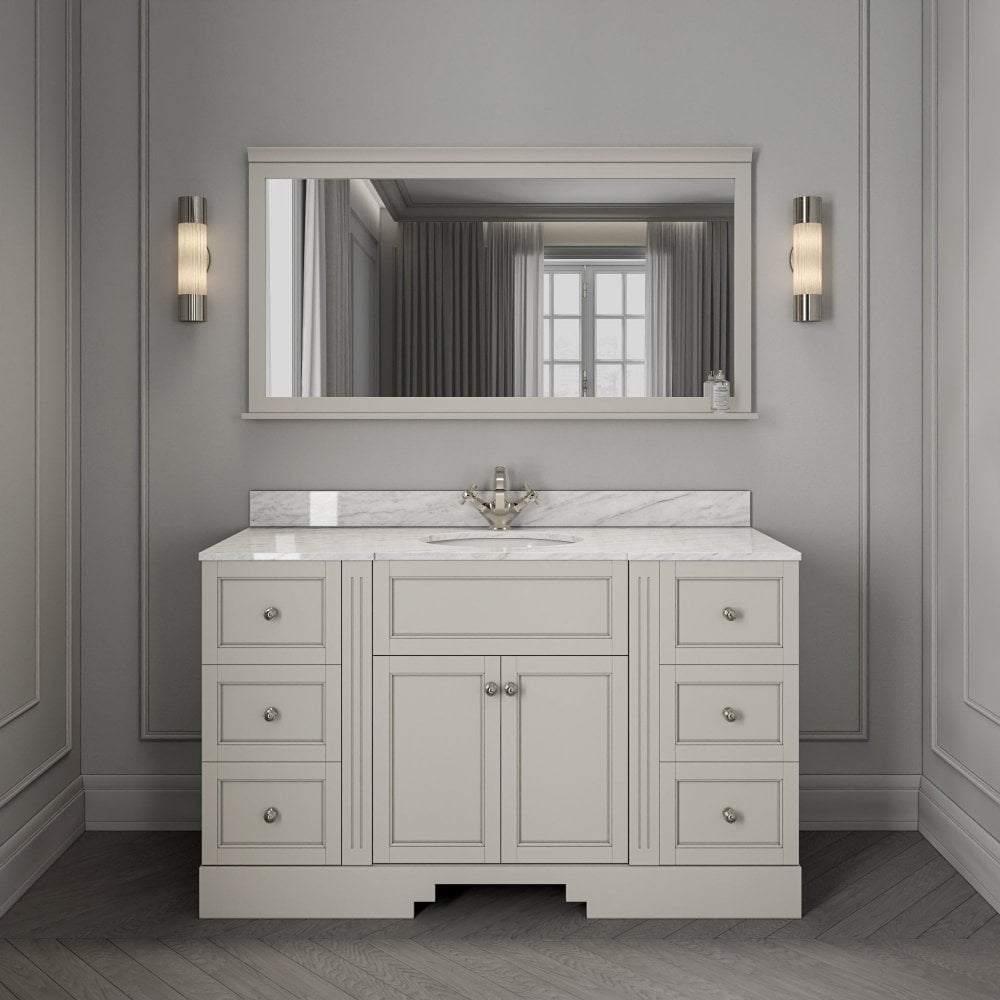 Grosvenor Matt Stone Carrara Marble Vanity Unit 1400mm