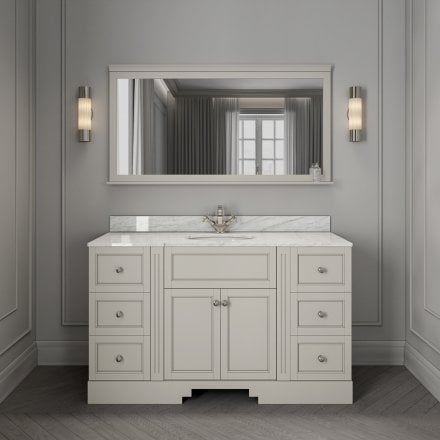 Grosvenor Matt Stone Carrara Marble Vanity Unit 1400mm