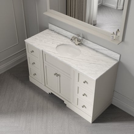 Grosvenor Matt Stone Carrara Marble Vanity Unit 1400mm