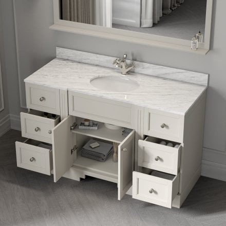 Grosvenor Matt Stone Carrara Marble Vanity Unit 1400mm