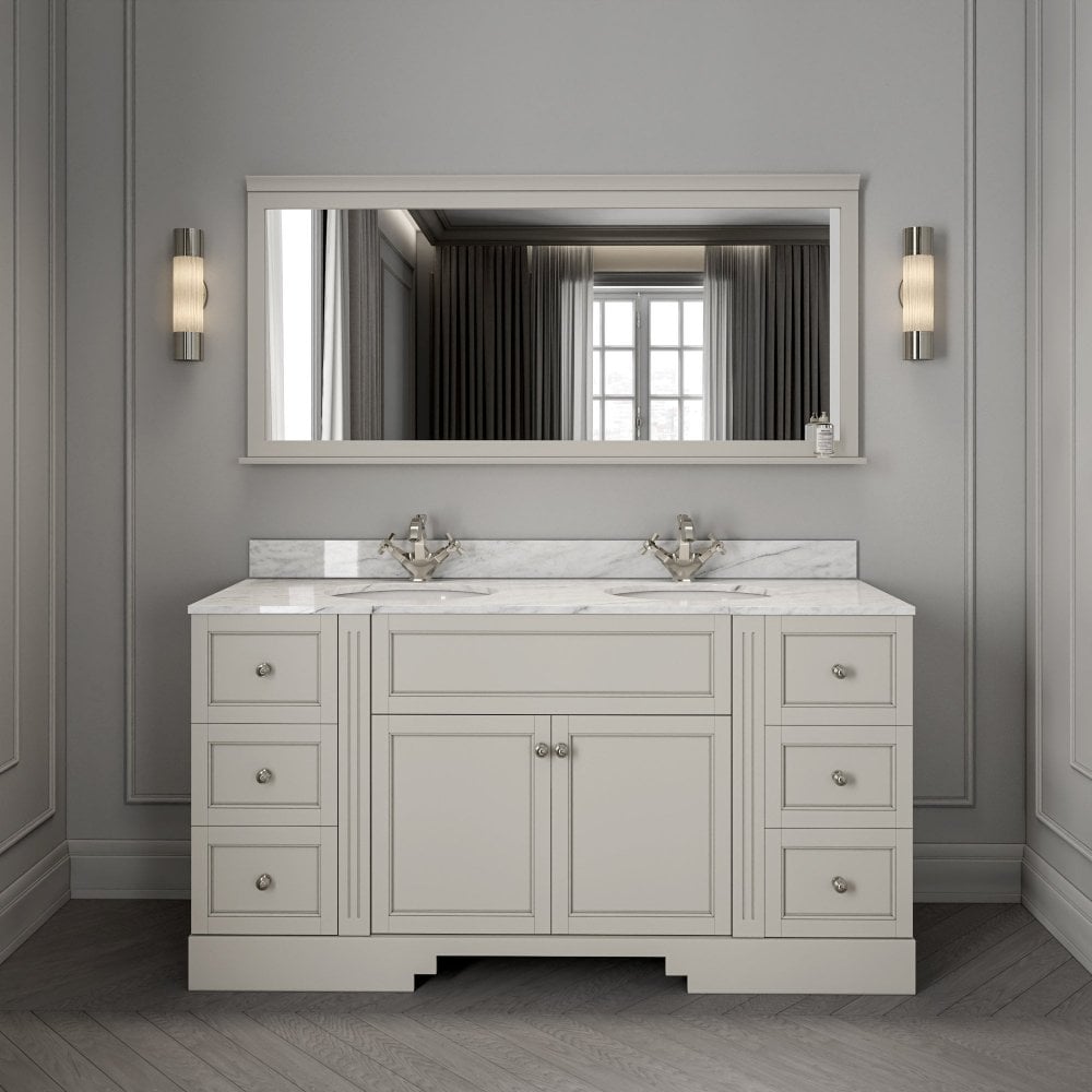 Grosvenor Matt Stone Carrara Marble Vanity Unit 1600mm