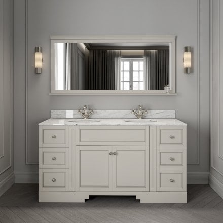 Grosvenor Matt Stone Carrara Marble Vanity Unit 1600mm