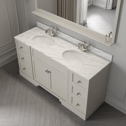 Grosvenor Matt Stone Carrara Marble Vanity Unit 1600mm